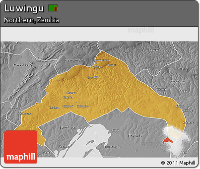 Physical 3D Map of Luwingu, desaturated
