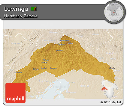 Physical 3D Map of Luwingu, lighten