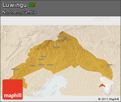 Physical 3D Map of Luwingu, lighten