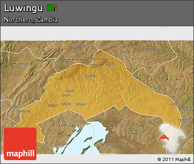 Physical 3D Map of Luwingu, satellite outside