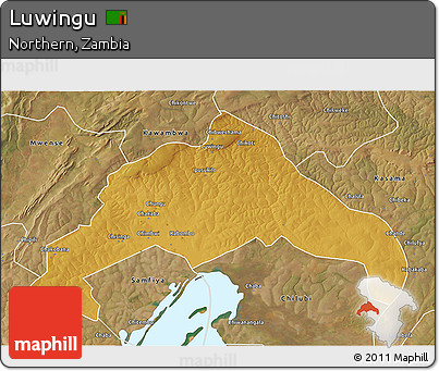 Physical 3D Map of Luwingu, satellite outside