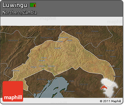 Satellite 3D Map of Luwingu, darken