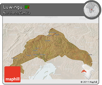 Satellite 3D Map of Luwingu, lighten