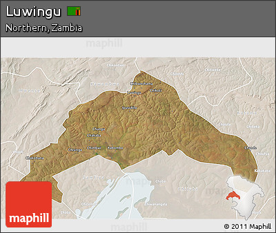 Satellite 3D Map of Luwingu, lighten