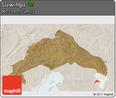 Satellite 3D Map of Luwingu, lighten