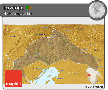 Satellite 3D Map of Luwingu, physical outside