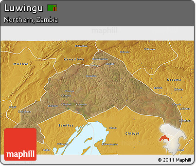 Satellite 3D Map of Luwingu, physical outside