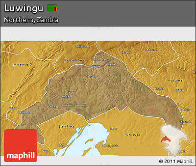 Satellite 3D Map of Luwingu, physical outside