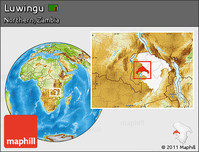 Physical Location Map of Luwingu, highlighted parent region