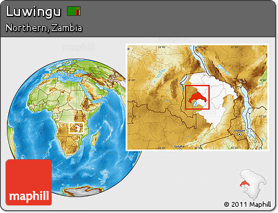 Physical Location Map of Luwingu, highlighted parent region