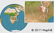 Satellite Location Map of Luwingu, highlighted parent region, within the entire country