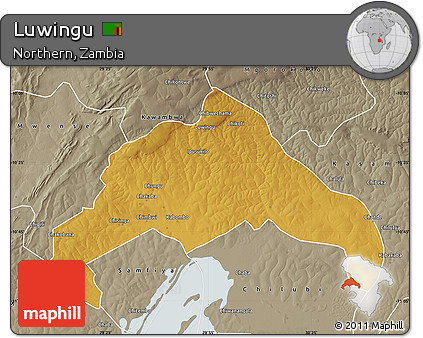 Physical Map of Luwingu, semi-desaturated