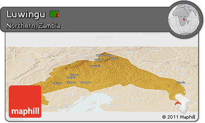 Physical Panoramic Map of Luwingu, lighten