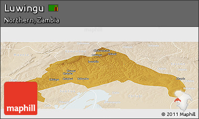 Physical Panoramic Map of Luwingu, lighten