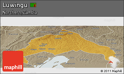 Physical Panoramic Map of Luwingu, semi-desaturated