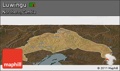 Satellite Panoramic Map of Luwingu, darken