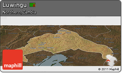 Satellite Panoramic Map of Luwingu, darken