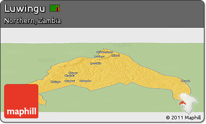 Savanna Style Panoramic Map of Luwingu, single color outside