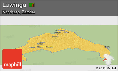 Savanna Style Panoramic Map of Luwingu, single color outside