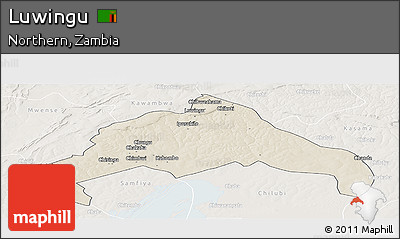 Shaded Relief Panoramic Map of Luwingu, lighten