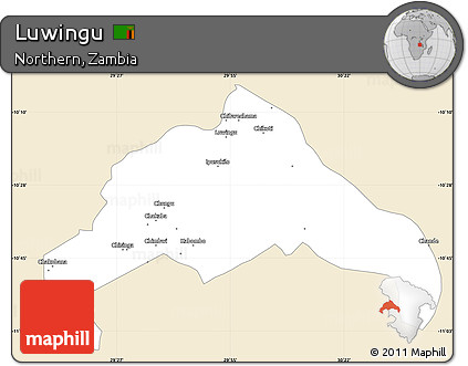 Classic Style Simple Map of Luwingu, single color outside