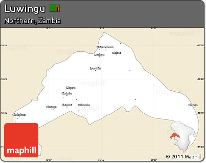 Classic Style Simple Map of Luwingu, single color outside