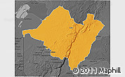 Political 3D Map of Mpika, darken, desaturated