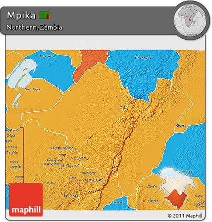 Political 3D Map of Mpika