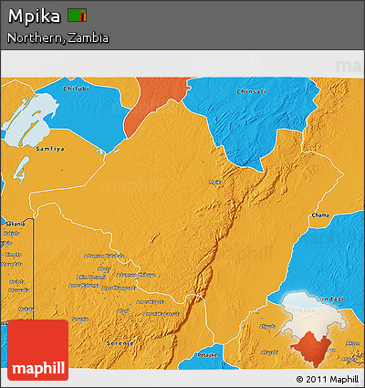 Political 3D Map of Mpika