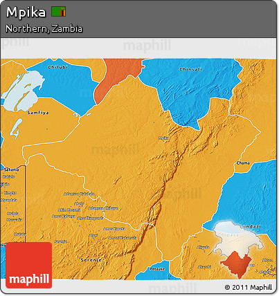 Political 3D Map of Mpika