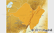Political 3D Map of Mpika, physical outside