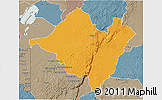 Political 3D Map of Mpika, semi-desaturated