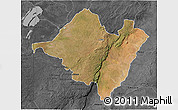 Satellite 3D Map of Mpika, darken, desaturated