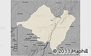 Shaded Relief 3D Map of Mpika, darken, desaturated