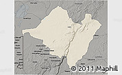 Shaded Relief 3D Map of Mpika, darken, semi-desaturated