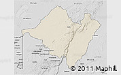 Shaded Relief 3D Map of Mpika, desaturated