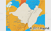 Shaded Relief 3D Map of Mpika, political outside