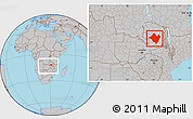 Gray Location Map of Mpika, within the entire country