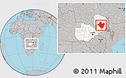 Gray Location Map of Mpika, highlighted country, within the entire country