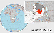 Gray Location Map of Mpika, highlighted country, highlighted parent region