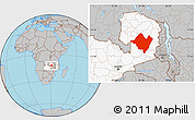 Gray Location Map of Mpika, highlighted country