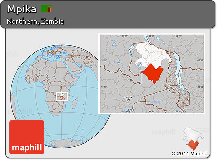 Gray Location Map of Mpika, highlighted parent region