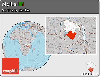 Gray Location Map of Mpika, highlighted parent region