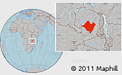 Gray Location Map of Mpika, hill shading