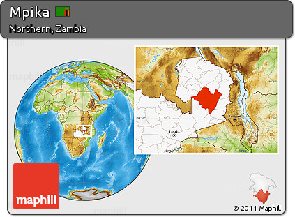 Physical Location Map of Mpika, highlighted country