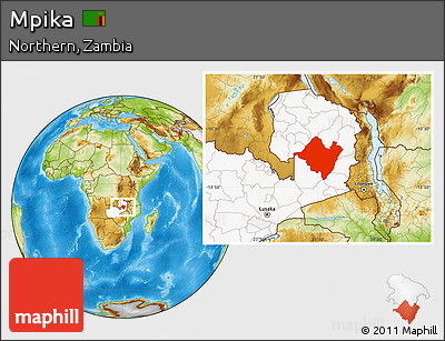 Physical Location Map of Mpika, highlighted country