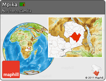Physical Location Map of Mpika, highlighted country