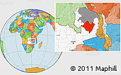 Political Location Map of Mpika, highlighted country, highlighted parent region