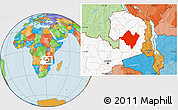 Political Location Map of Mpika, highlighted country