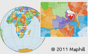Political Location Map of Mpika, highlighted parent region, within the entire country
